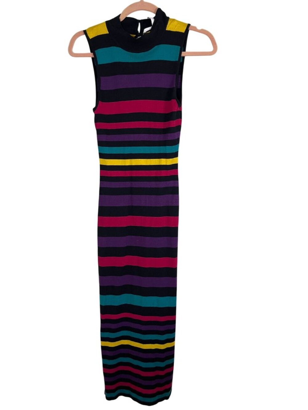 BCBG Striped Tank Maxi Dress XS Colorful Sweater Retro Classic Chic Funky Preppy